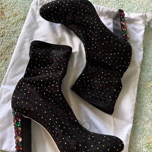 Jimmy Choo Maine 100 suede crystal sock boots size 41